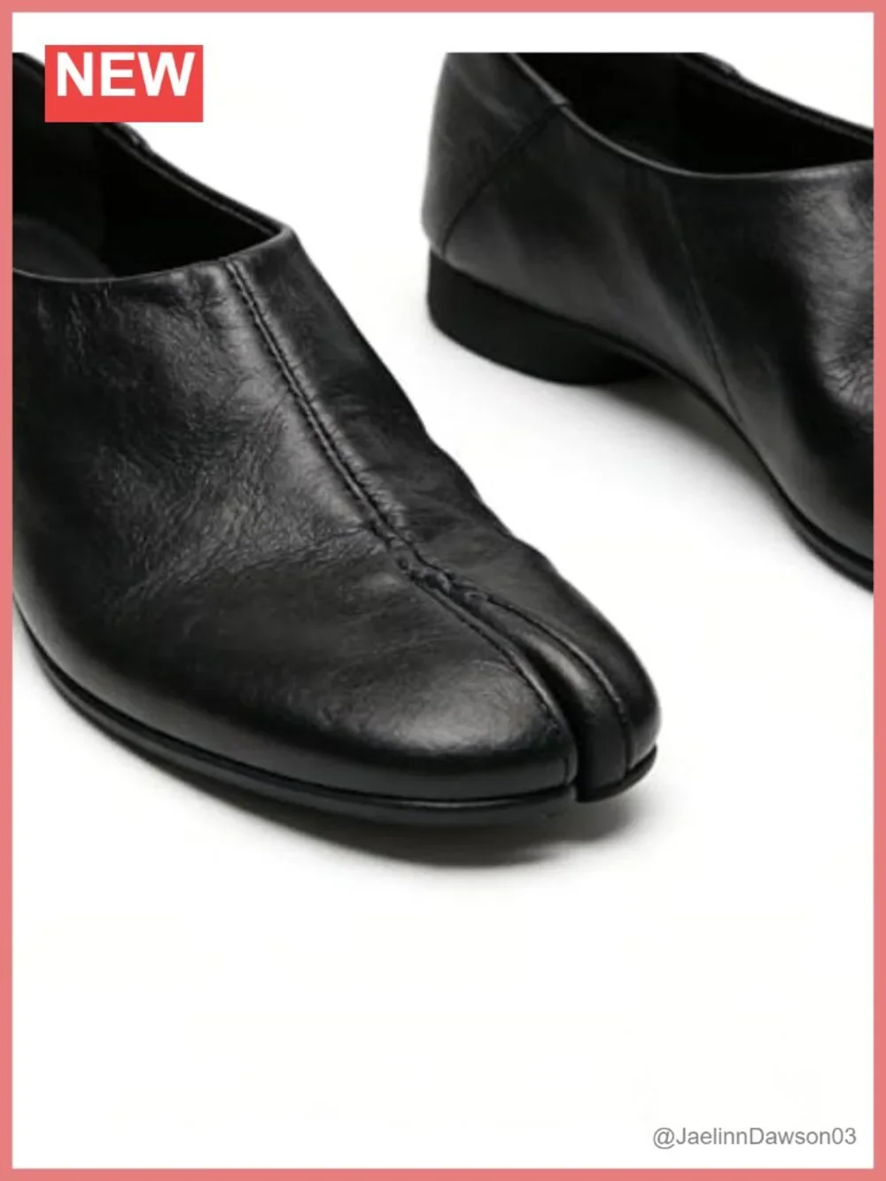 Faux Leather Split Toe Tabi Loafers Women's Slip-On Chunky Low Heel 2-Way